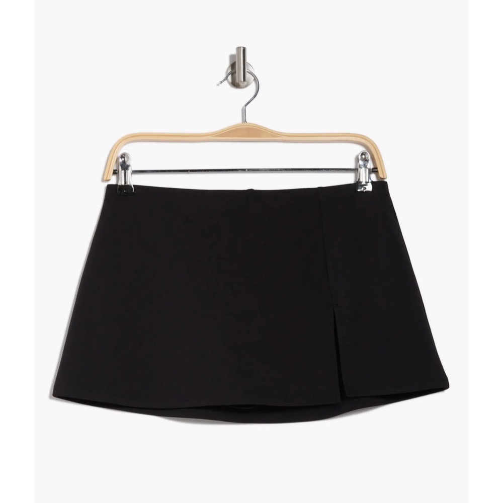 Knit Black Mini Skort with Asymmetrical Overlay